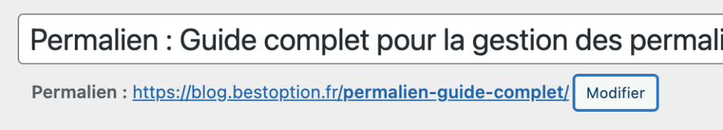 Interface de gestion des permaliens de blog