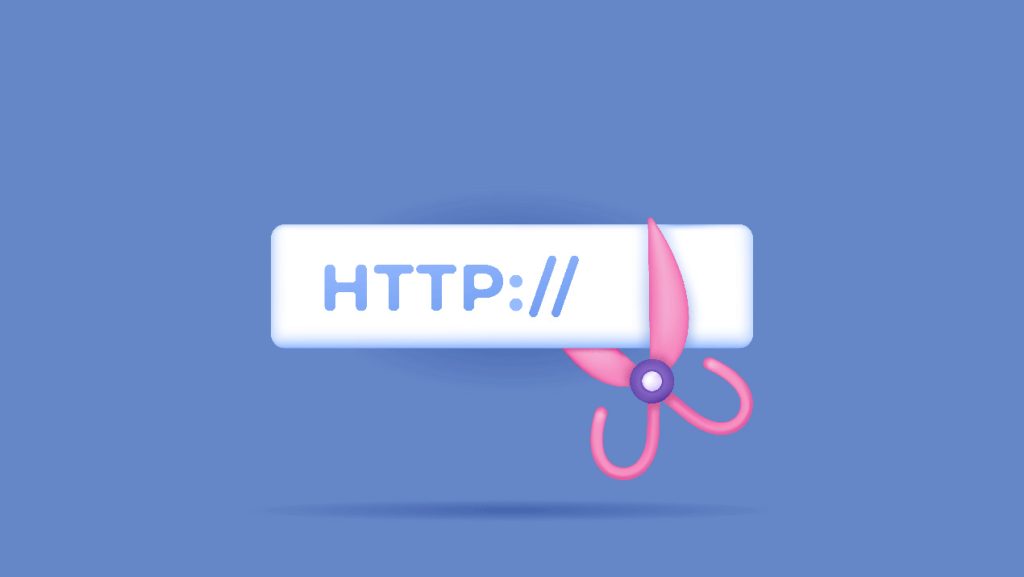 Illustration raccourci URL avec ciseaux roses